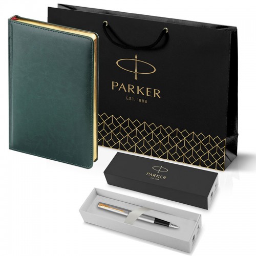 Набор Parker Jotter Stainless Steel GT из перьевой ручки и зеленого ежедневника недатированного в Ростове-на-Дону