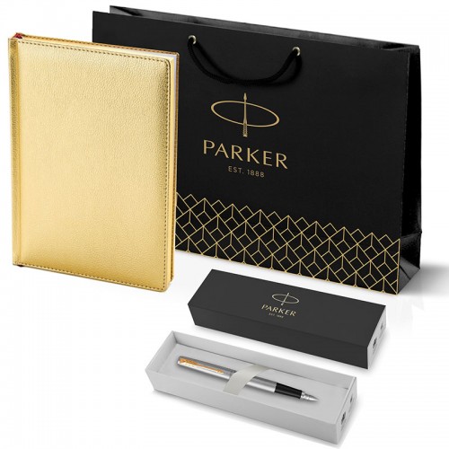 Набор Parker Jotter Stainless Steel GT из перьевой ручки и золотого ежедневника недатированного в Ростове-на-Дону