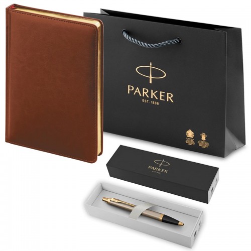 Набор Parker IM Brushed Metal GT из шариковой ручки и ежедневника коричневого цвета в Ростове-на-Дону
